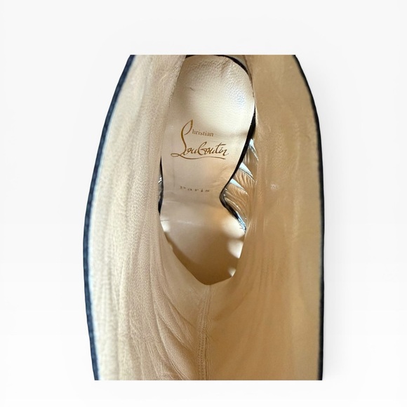 Christian Louboutin Black Leather Cutout Heeled Boots Size 38 - Picture 8 of 11